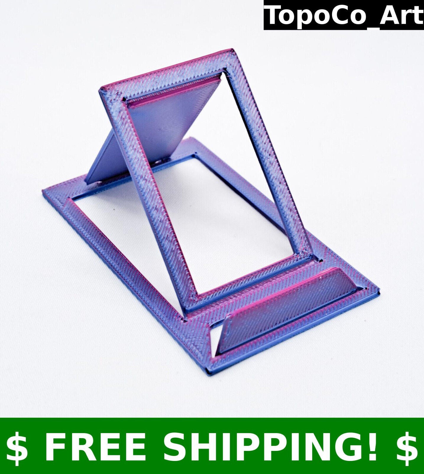 Phone Stand Portable Credit Card Sized Flat Folding 3D Printed Versatile