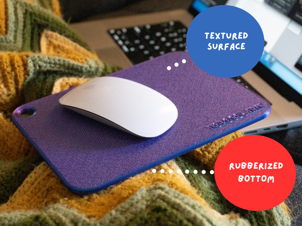 Hard Plastic Couch Mousepad 2-Pack with Non-Slip Silicone Base – Textured Surface for Lap, Blanket & Sofa Use – Doubles as Mug Holder & Travel Clip Pad