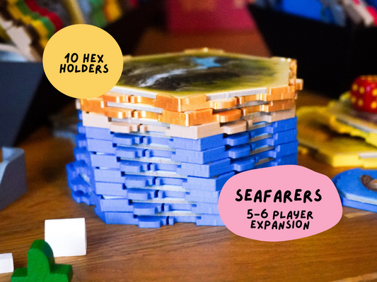 Hex Holders 11 Pack Non Magnetic Sea Based 5-6 Player Expansion for Hex Based Settlement and Trading Board Game Organization