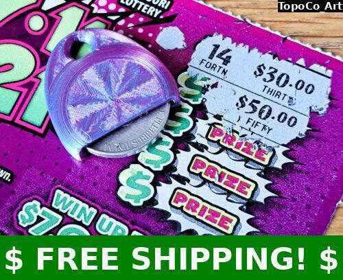 6-Pack Lottery Scratching Tool - Lotto Scratcher Key chain with Embedded Nickel