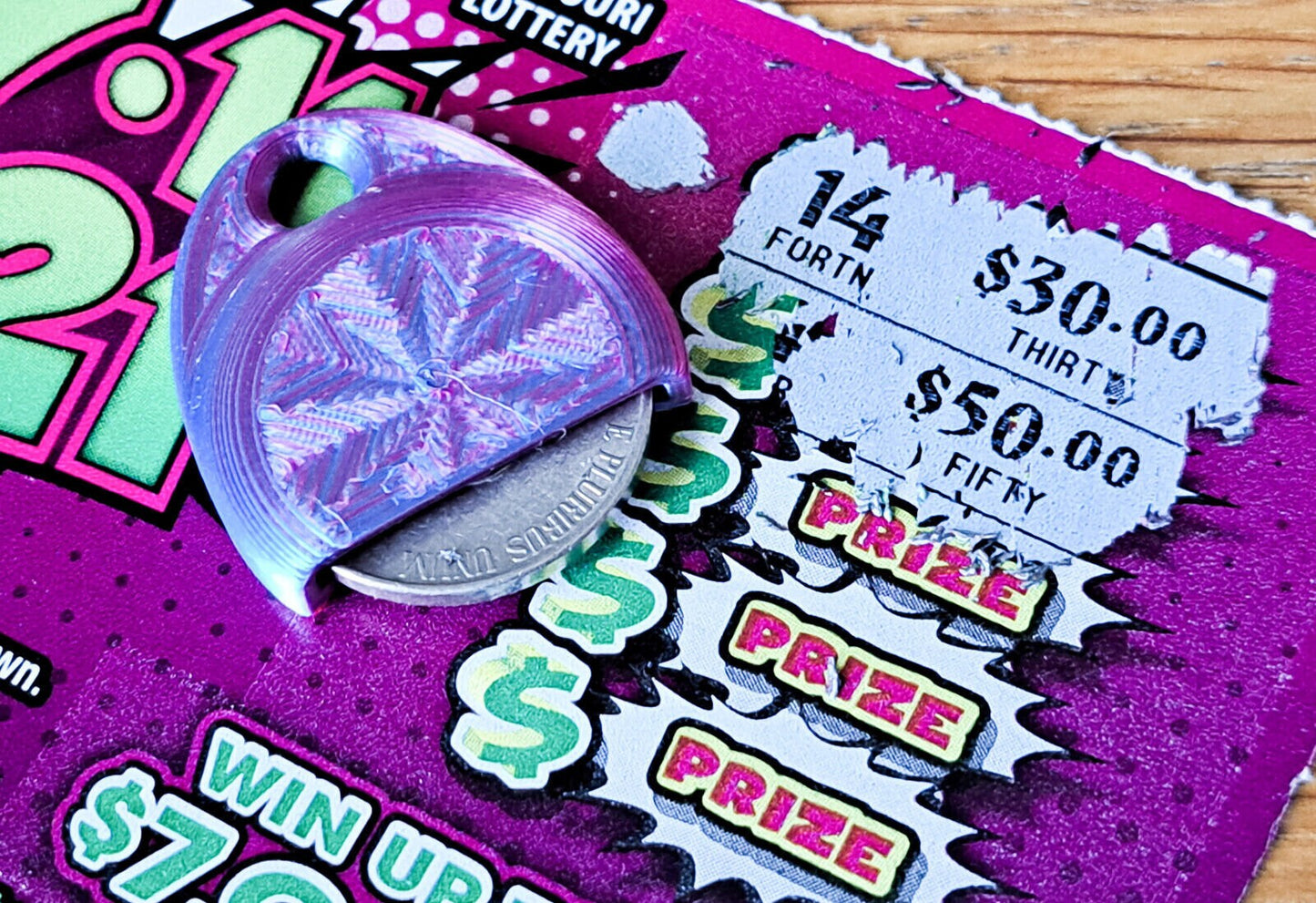 6-Pack Lottery Scratching Tool - Lotto Scratcher Key chain with Embedded Nickel