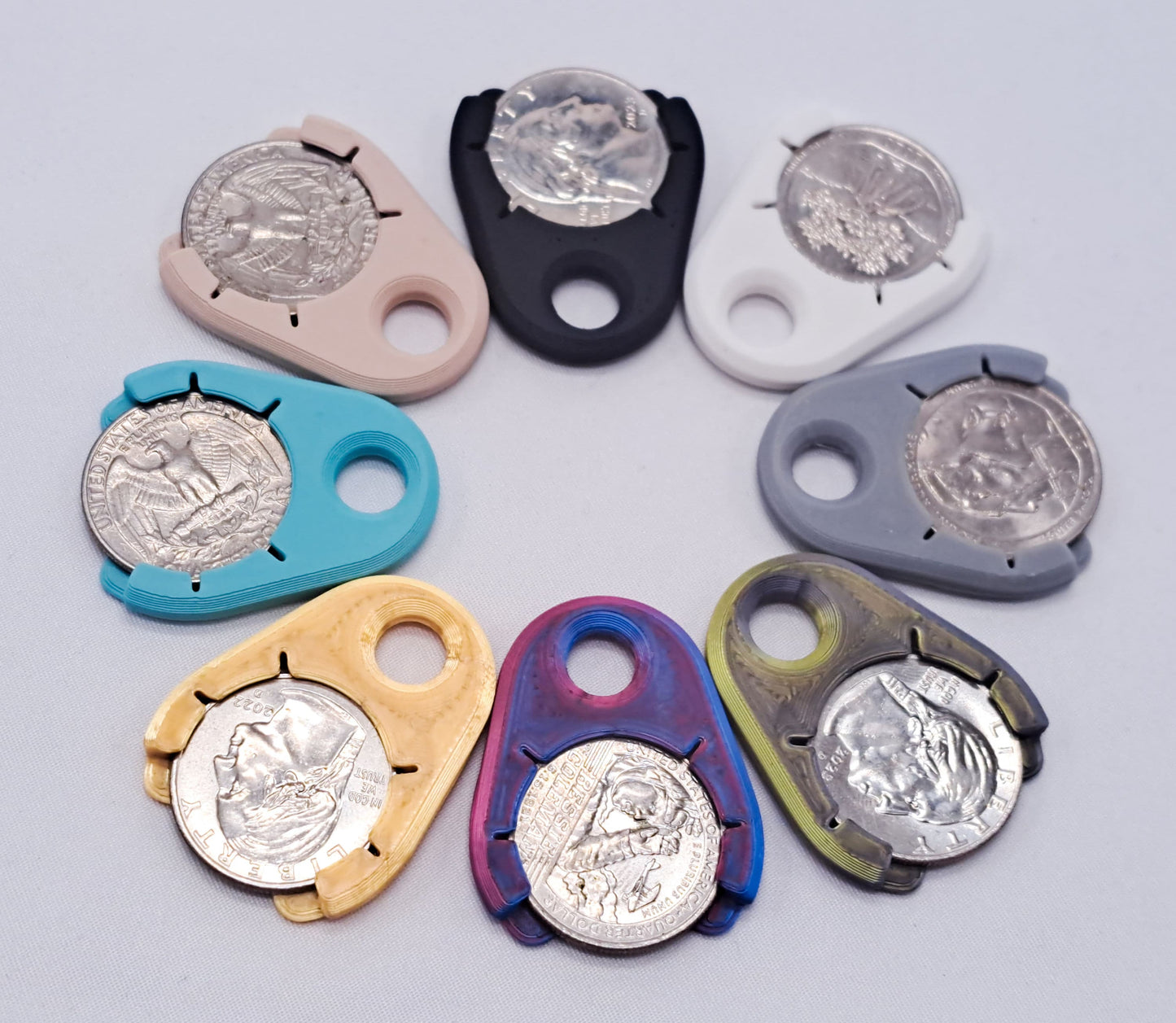 Coin Holder Keychains 6 Pack Quarter Keeper Minimalist for Shopping Carts