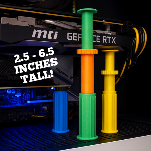 Adjustable GPU Support Bracket 2 Pack – Graphics Card Sag Holder Stand 2.5 to 6.5 Inches Tall – PC Case GPU Brace, Anti-Sag Support, Custom Color Options