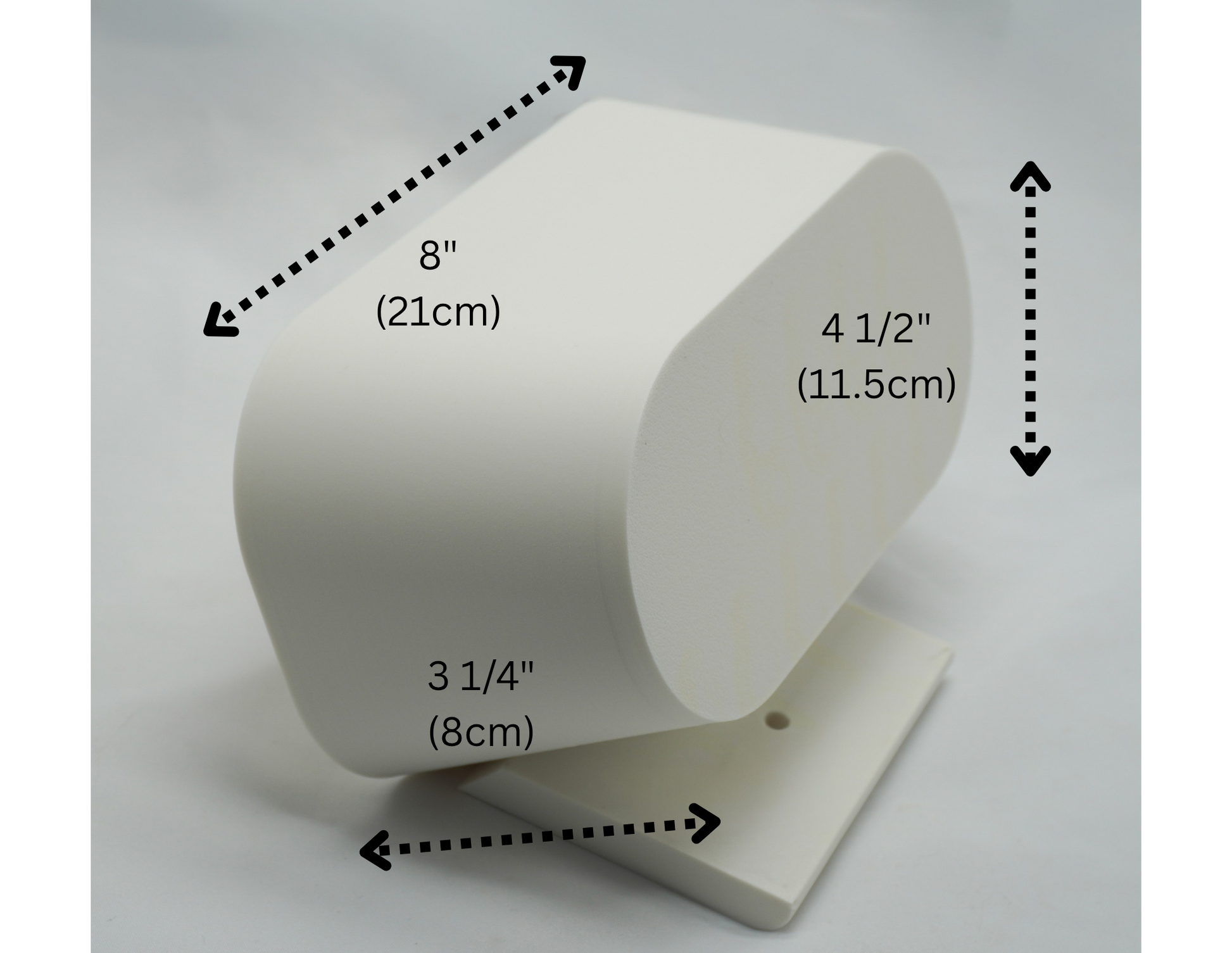 Couch Spacer dimensions: 8 in (21 cm) wide, 4 1/2 in (11.5 cm) tall, 3 1/4 in (8 cm) deep