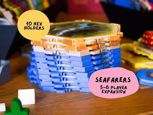 Hex Holders 11 Pack Non Magnetic Seafarers 5-6 Player Expansion for Hex Based Settlement and Trading Board Game Organization