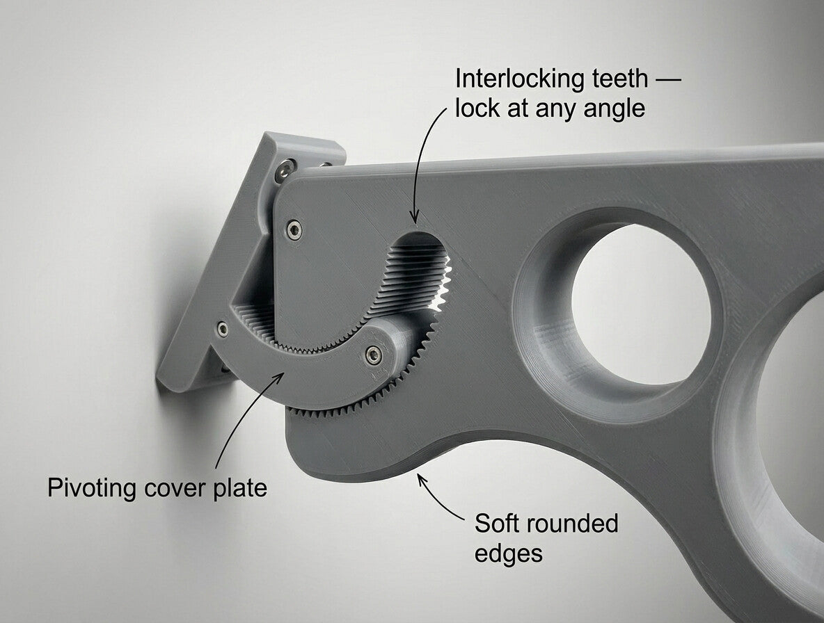 Adjustable Angled Shelf Bracket for Slanted Walls — Attic Closet Organizer with Hanging Rod | 3D Printed (Pair)